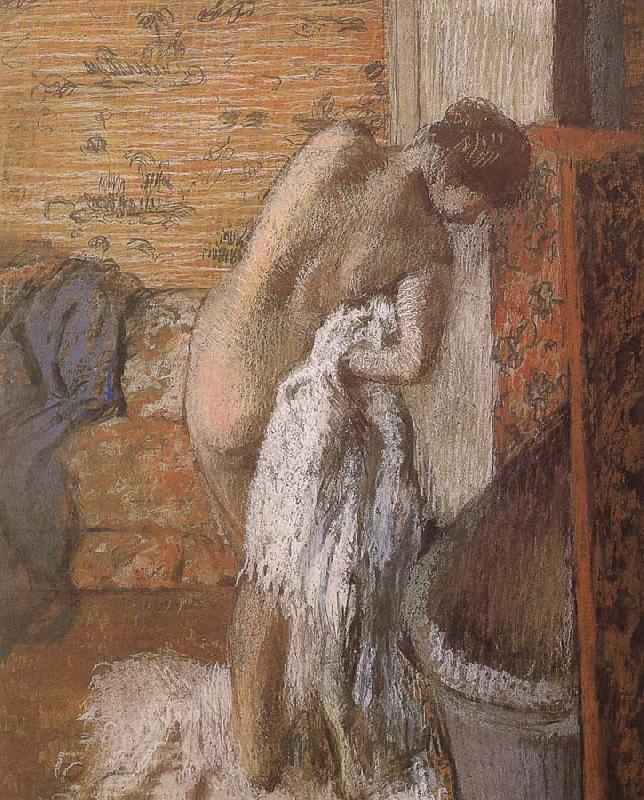 Edgar Degas woman towel off her body after  bath oil painting image
